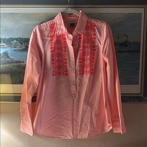 J. crew Neon Pink Embroidered Button tunic
